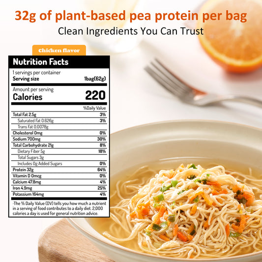 High Protein Instant Ramen, 6 Pack Non-Fried Ramen Broth(Chicken Flavor)