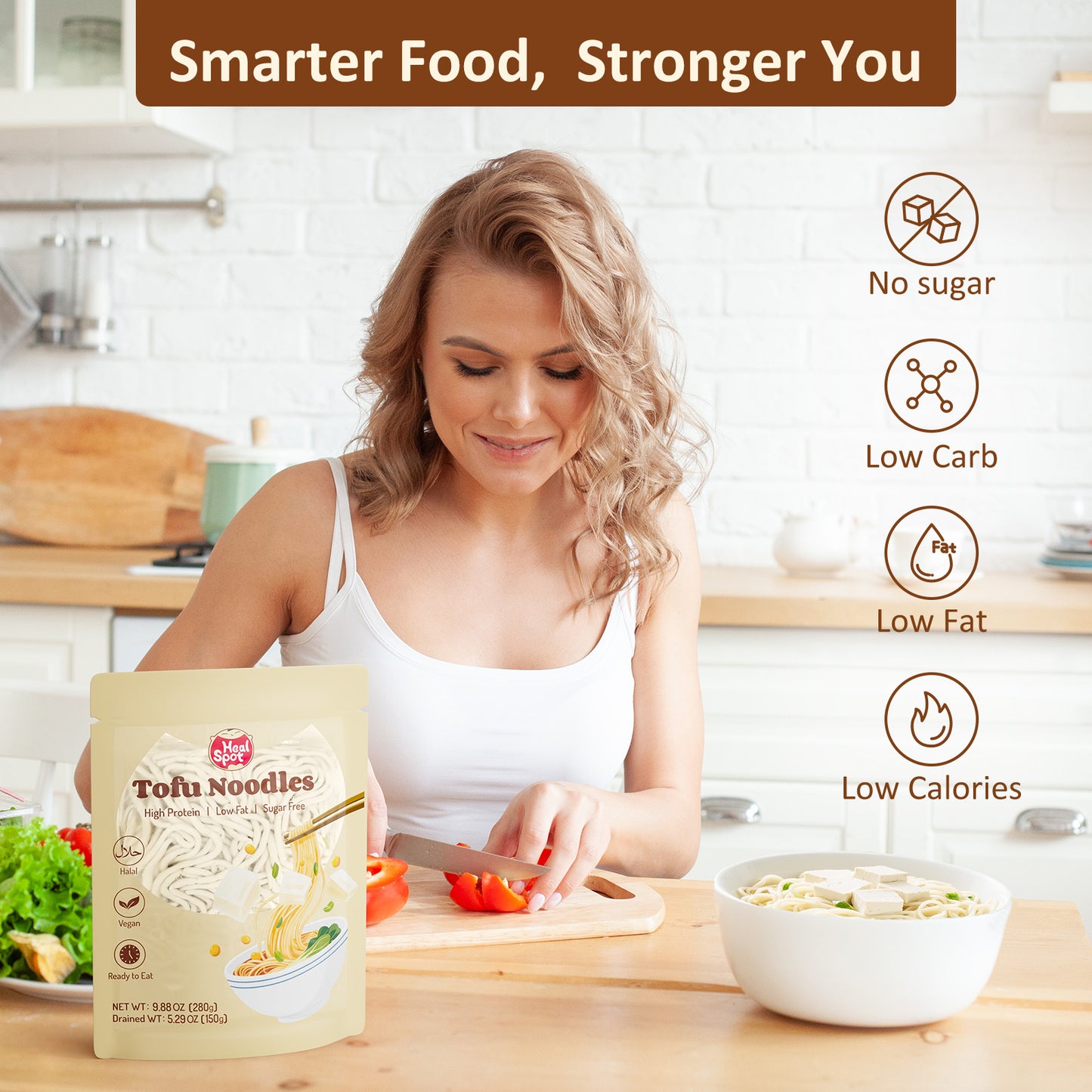 HealSpot Tofu Noodles, 11g Plant Based Protein, Low Fat, Low Carb, Non GMO, No Sugar, Keto and Plant Based Friendly, Made with Pure Soy Milk(6 packs)