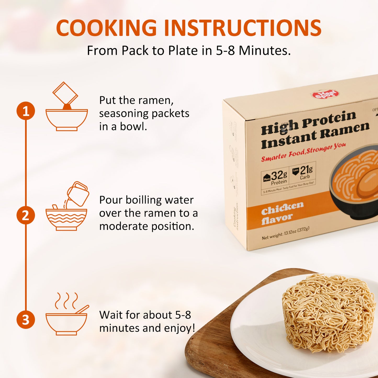 Healspot High Protein Instant Ramen Variety Pack, 6 Cups Non Fried Ramen Broth(Beef, Pork Tonkotsu)