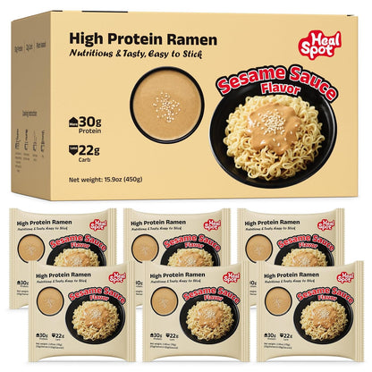 HealSpot High Protein Instant Ramen, 6 Packs of Sesame Sauce Flavor