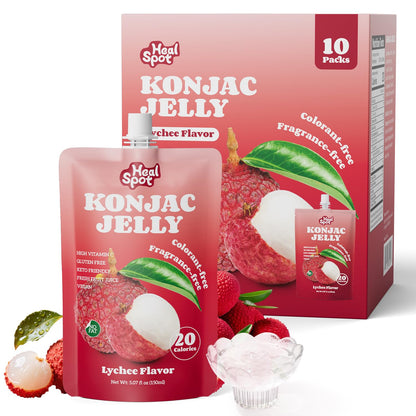 HealSpot Konjac Jelly, Infused with Collagen Drink, Lychee Flavor (10 Packs)