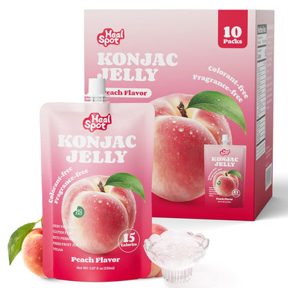 HealSpot Konjac Jelly, Infused with Collagen Drink, Peach Flavor (10 Packs)
