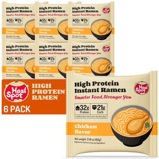 High Protein Instant Ramen, 6 Pack Non-Fried Ramen Broth(Chicken Flavor)