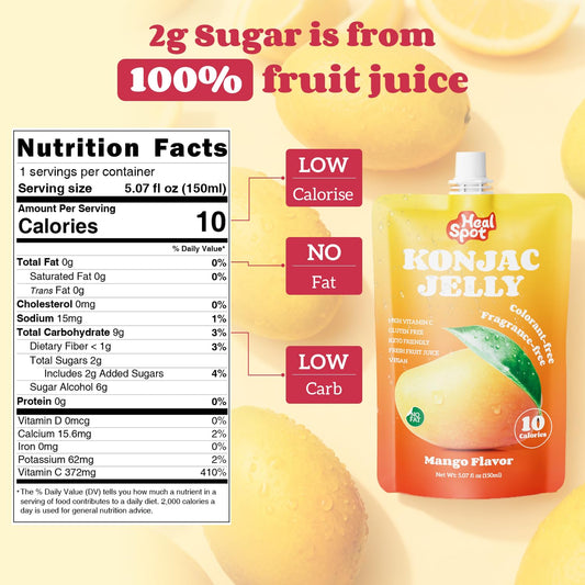 HealSpot Konjac Jelly, Infused with Collagen Drink, Mango Flavor (10 Packs)