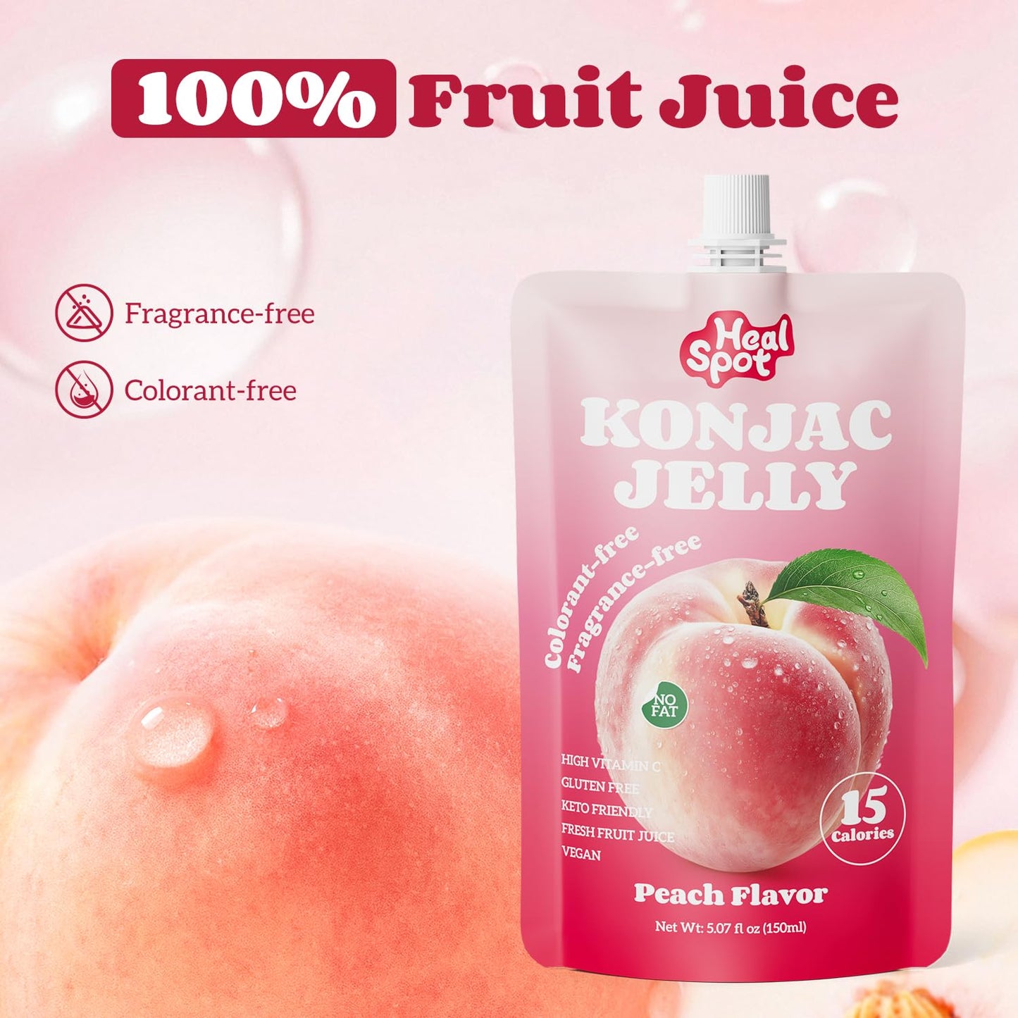 HealSpot Konjac Jelly, Infused with Collagen Drink, Peach Flavor (10 Packs)