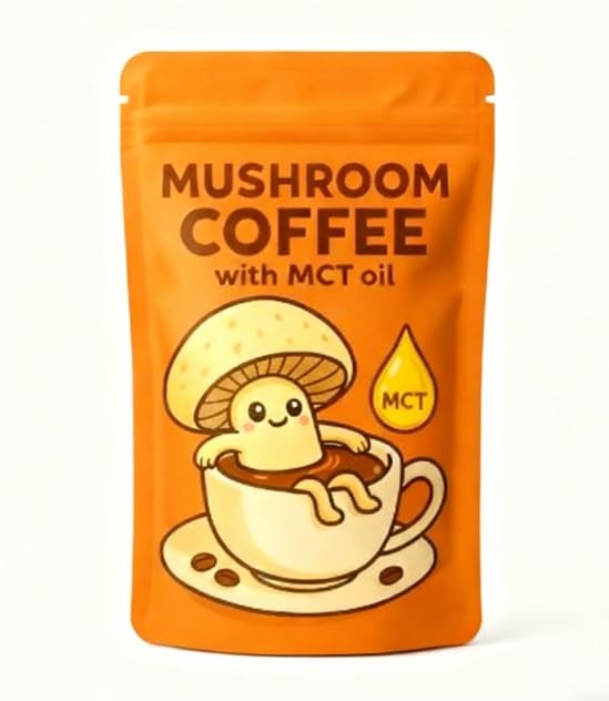 HealSpot Mushroom coffee with 3 Adaptogenic Mushrooms and MCT Oil, USA Grown Instant Coffee for Better Energy, Focus, Digestion, Immunity, 30 servings