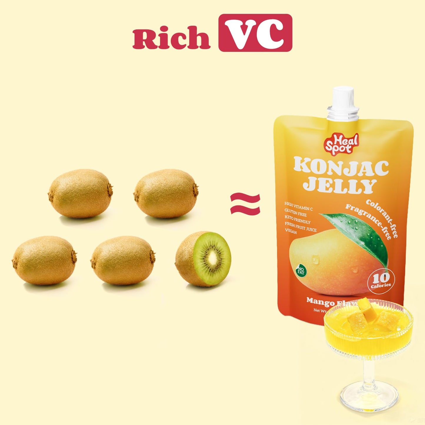 HealSpot Konjac Jelly, Infused with Collagen Drink, Mango Flavor (10 Packs)