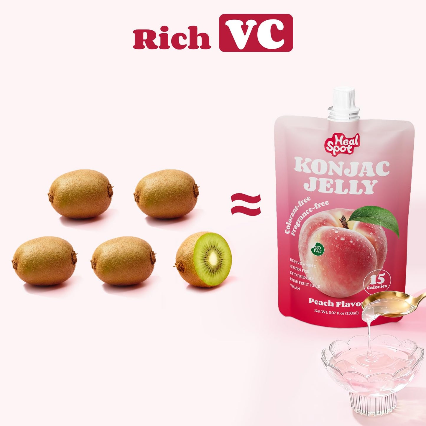 HealSpot Konjac Jelly, Infused with Collagen Drink, Peach Flavor (10 Packs)