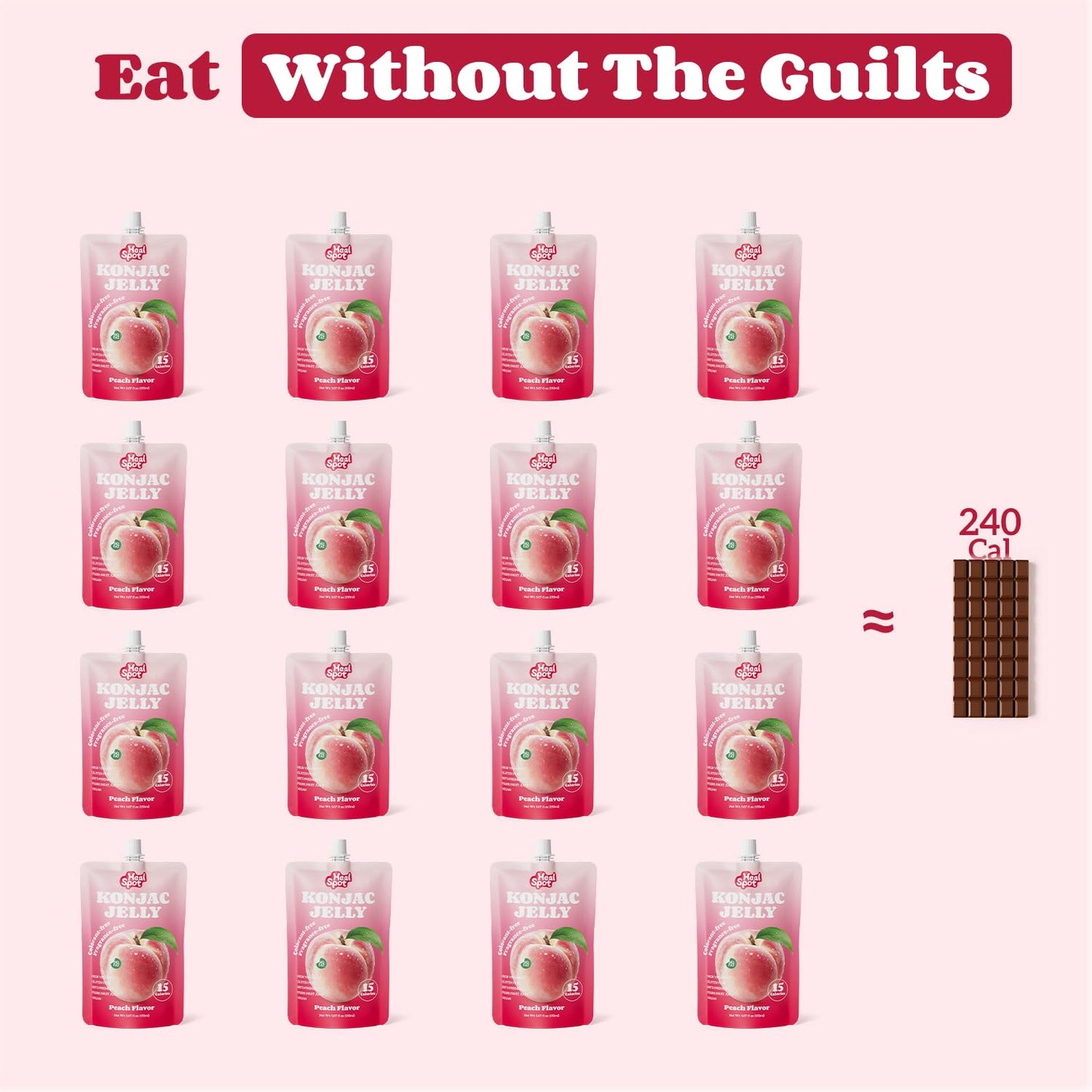 HealSpot Konjac Jelly, Infused with Collagen Drink, Peach Flavor (10 Packs)