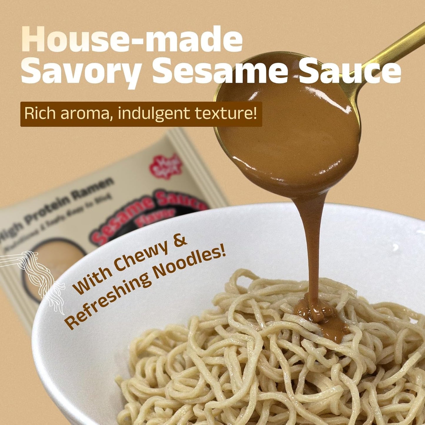 HealSpot High Protein Instant Ramen, 6 Packs of Sesame Sauce Flavor