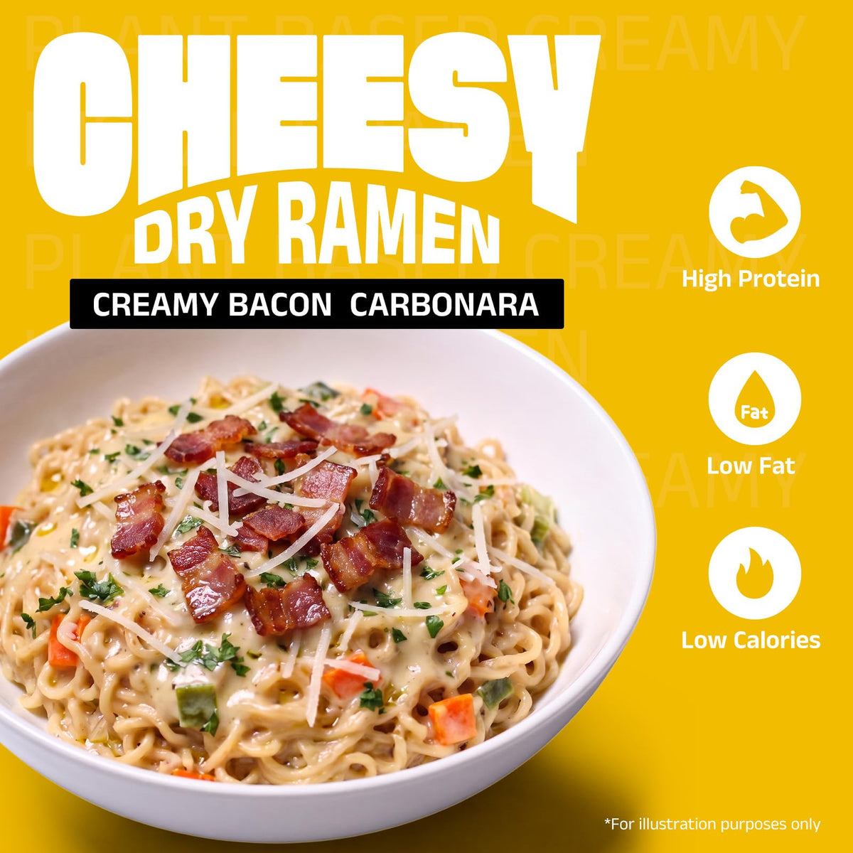 HealSpot High Protein Creamy Ramen | Smoky Bacon | 34g Plant-Based Protein, 4.5g Fat, Vegan Instant Noodles - Photo 2