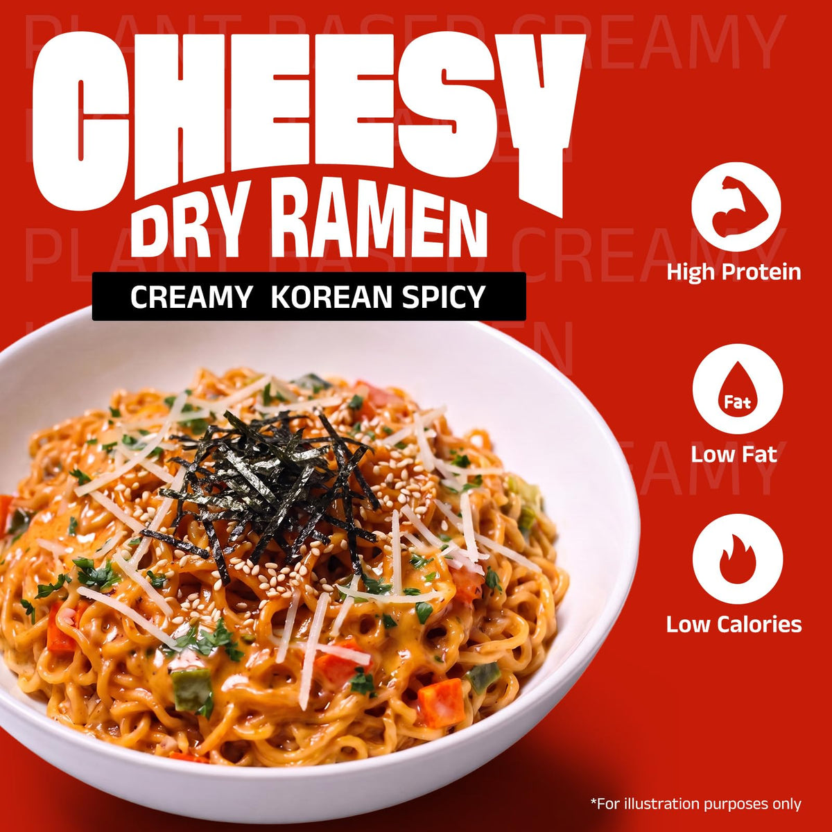 HealSpot High Protein Creamy Ramen | Korean Sweet & Spicy | 34g Plant-Based Protein, 4.5g Fat, Vegan Instant Noodles - Photo 2