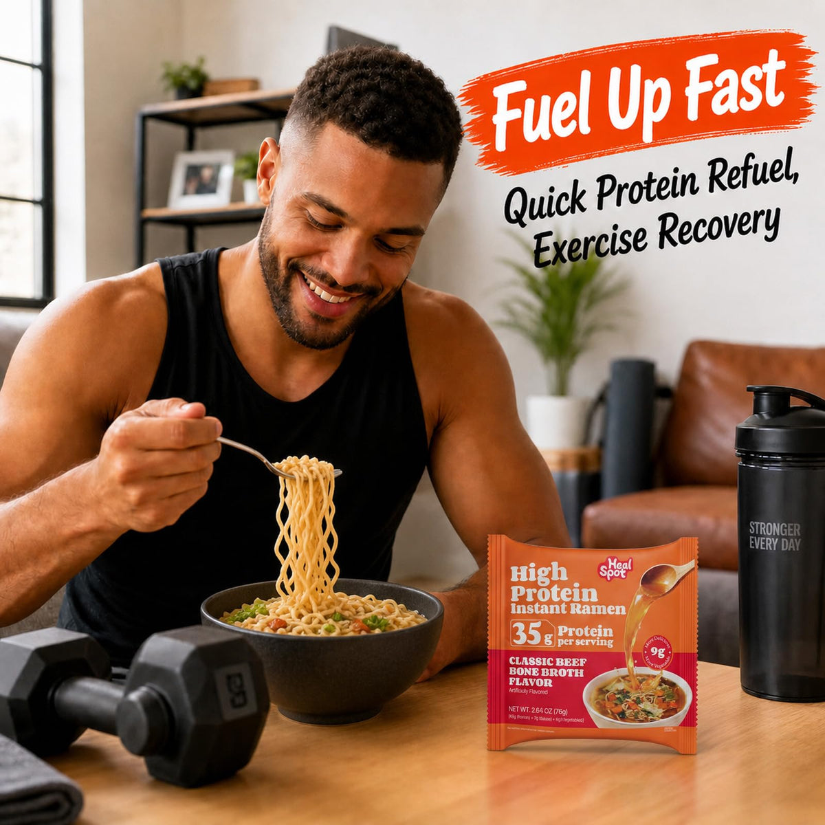 HealSpot High Protein Instant Ramen | Black Garlic Tonkotsu Pork | 34g Plant Protein, 9g Veggies, Keto Friendly - Photo 7
