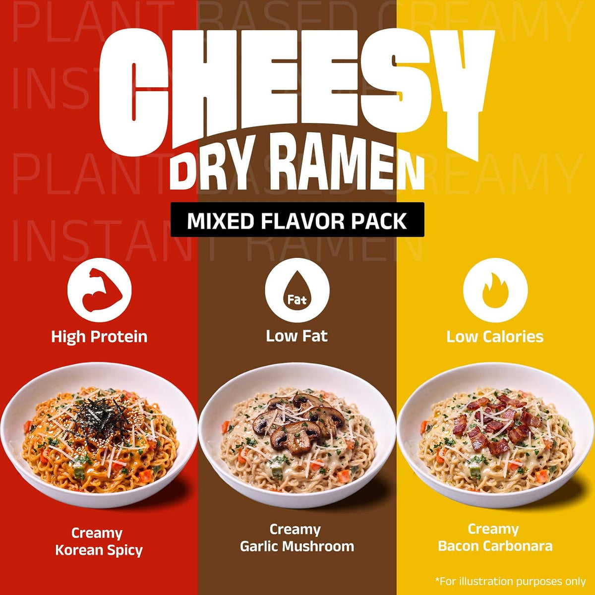HealSpot High Protein Creamy Ramen | Cheese Variety Pack, 3 Flavors | 34g Plant-Based Protein, 4.5g Fat, Vegan Instant Noodles - Photo 3