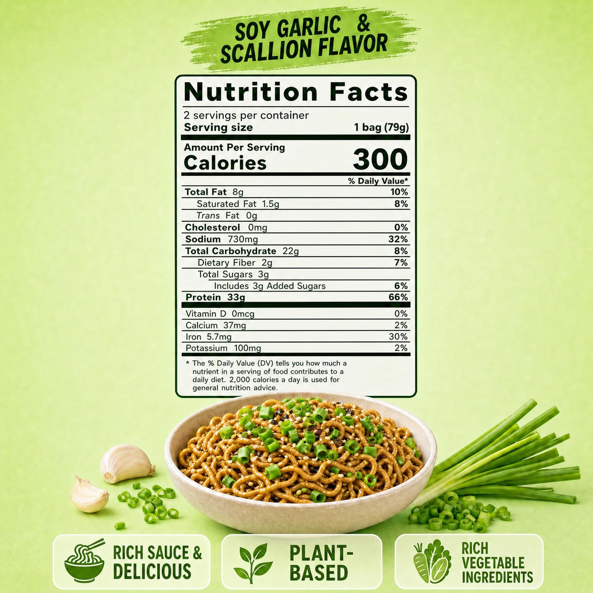 HealSpot High Protein Instant Ramen Dry Style | Soy Garlic & Scallion | 33g Plant Protein, Low Fat, Non-GMO - Photo 3
