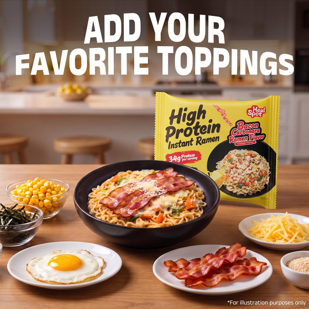 HealSpot High Protein Creamy Ramen | Smoky Bacon | 34g Plant-Based Protein, 4.5g Fat, Vegan Instant Noodles - Photo 6