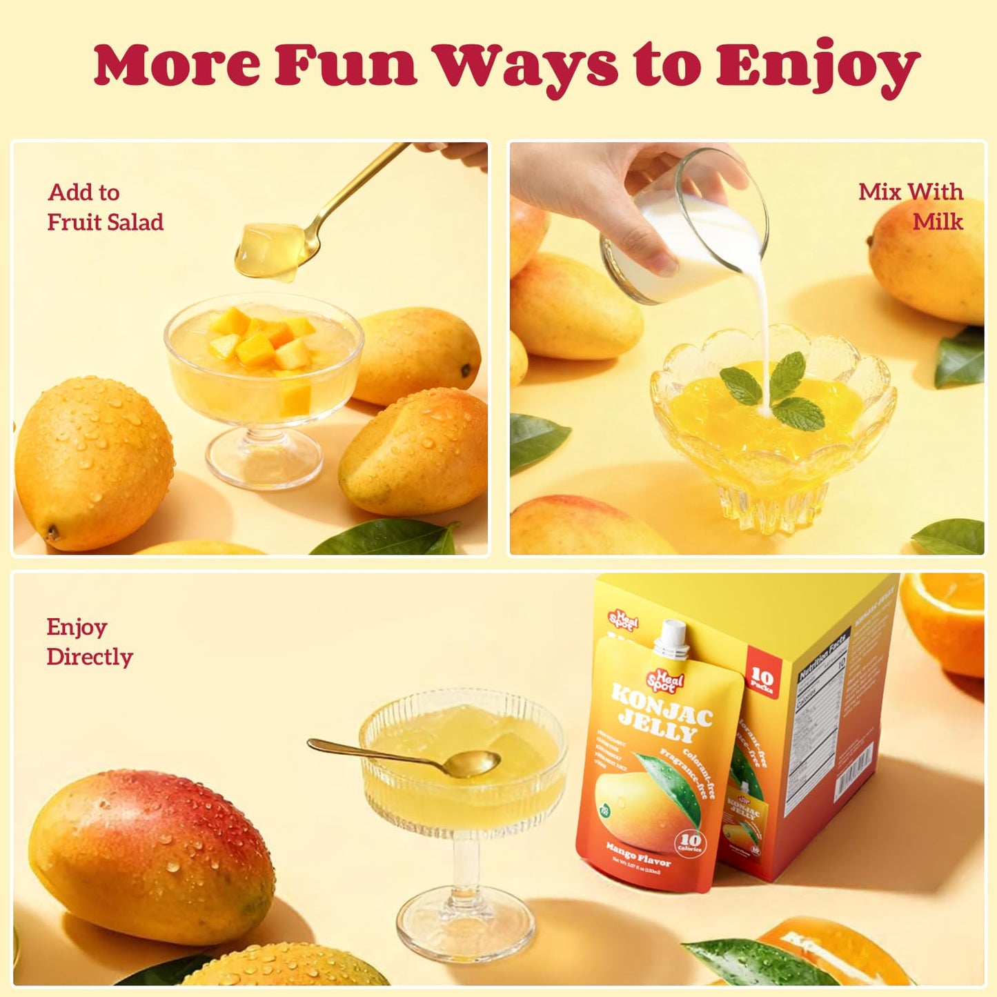 HealSpot Konjac Jelly, Infused with Collagen Drink, Mango Flavor (10 Packs)