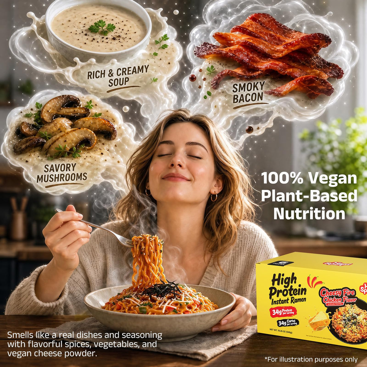 HealSpot High Protein Creamy Ramen | Korean Sweet & Spicy | 34g Plant-Based Protein, 4.5g Fat, Vegan Instant Noodles - Photo 4