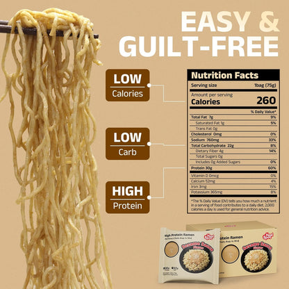 HealSpot High Protein Instant Ramen, 6 Packs of Sesame Sauce Flavor