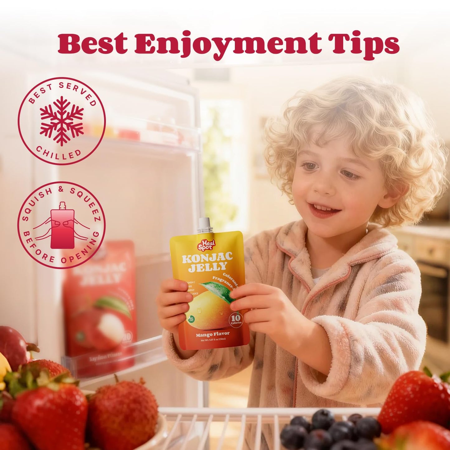 HealSpot Konjac Jelly, Infused with Collagen Drink, Mango Flavor (10 Packs)