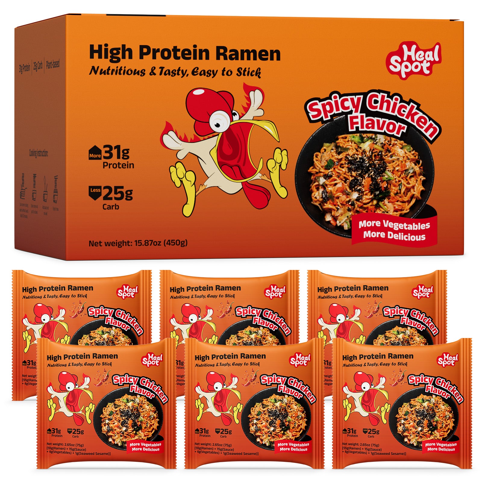 High Protein Spicy Fire Chicken Noodles (6 packs)