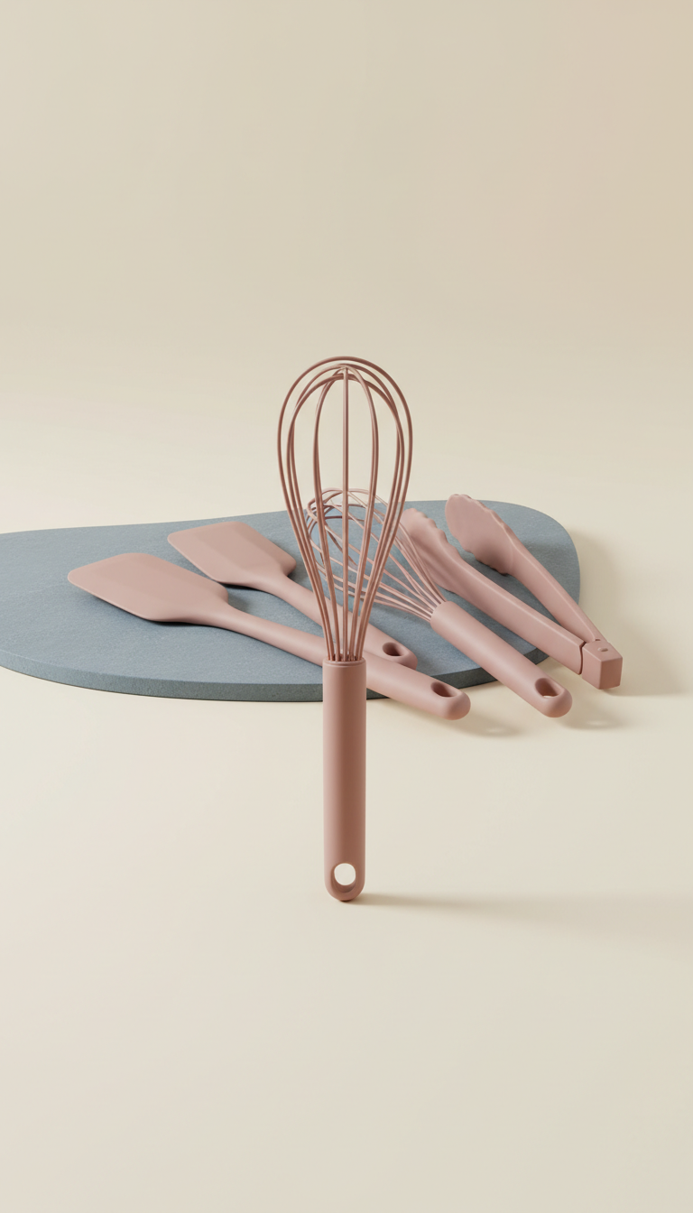Rose taupe silicone-coated whisk