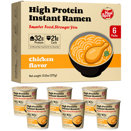High Protein Instant Ramen, 6 Cups Non Fried Ramen Broth(Chicken Flavor)